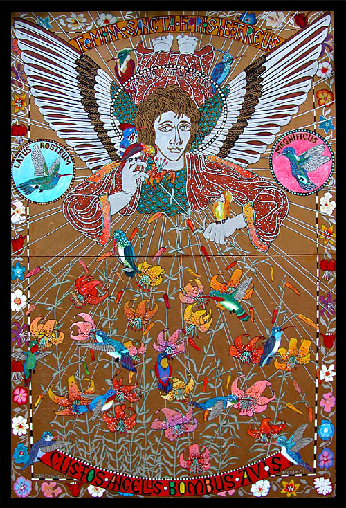 St. Nectarus Flowers, Guardian Angel of Hummingbirds  |  72" x 60"